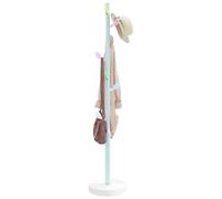 vidaXL Coat Stand Freestanding Rack - Blue Powder-Coated Iron Clothes Hanger with 8 Hooks, Sturdy Cement Base, Modern Storage Organizer for Hallway/Bedroom/Office