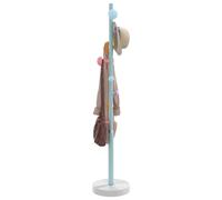 vidaXL Modern Blue Powder-Coated Iron Coat Stand - Freestanding Rack with Cement-Stabilized Base, 8 Hooks for Hallway/Bedroom