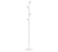 vidaXL White Coat Stand 175 cm-High, Modern Freestanding Rack with Marble Base, Powder-Coated Iron Hanger for Hallway/Living Room