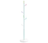 vidaXL Coat Stand Freestanding Rack - Blue Powder-Coated Iron Clothes Hanger with 8 Hooks, Sturdy Cement Base, Modern Storage Organizer for Hallway/Bedroom/Office