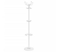 vidaXL Coat Stand with Umbrella Holder – White Powder-coated Iron