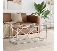 vidaXL Coffee Table 110x45x45 cm Stainless Steel and Glass 01 UK HOT
