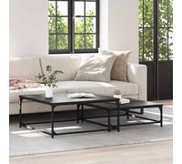 vidaXL Coffee Table 2 pcs Black Oak Engineered Wood