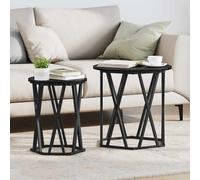Coffee Table 2 pcs Engineered Wood and Steel Living Room Round Center vidaXL