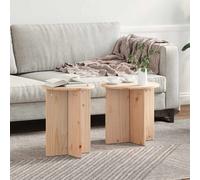 Coffee Table 2 pcs Rustic Furniture Living Room Accent Pine Wood Round vidaXL