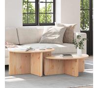 vidaXL Coffee Table 2 pcs Natural 79 x 39.5 x 40 cm Solid pine wood