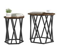 vidaXL Coffee Table 2 pcs Smoked Oak Engineered Wood and Steel, Brown