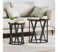 vidaXL Coffee Table 2 pcs Smoked Oak Engineered Wood and Steel