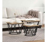 vidaXL Coffee Table 3 pcs Artisan Oak Engineered Wood and Steel