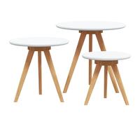 vidaXL Coffee Table 3 pcs Brown 50 x 50 x 46 cm Solid Walnut Wood, Modern Round
