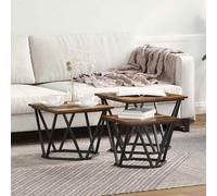 vidaXL Coffee Table 3 pcs Smoked Oak Engineered Wood and Steel