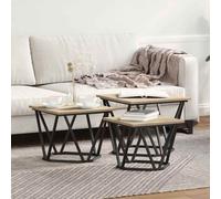Coffee Table 3 pcs Sonoma Oak Engineered Wood and Steel