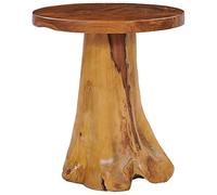 vidaXL Solid Teak Wood Coffee Table 40x40 cm - Handcrafted Round Tabletop, Teak Tree Root Stand, Unique Living Room Furniture, Durable & Weather-Resistant