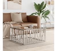 vidaXL Coffee Table 80x80x40 cm Stainless Steel and Glass UK