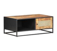 vidaXL Coffee Table 90x50x35 cm Rough Mango Wood and Natural Cane UK NEW