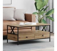 Coffee Table Artisan Oak 100x51x45cm Engineered Wood 2 Drawers 1 Shelf Modern UK