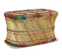 vidaXL Coffee Table Bamboo with Chindi Details Multicolour Handmade Weave