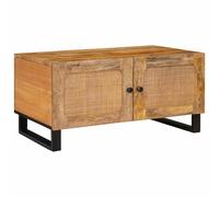 vidaXL Coffee Table Beige 80 x 50 x 40 cm Solid Mango Wood, Rectangular Mango Wo