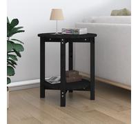vidaXL Coffee Table Black Ø 55x60 cm Solid Wood Pine