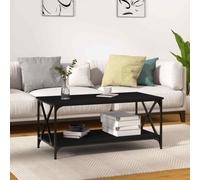 vidaXL Coffee Table Black 100x50x45 cm Engineered Wood and Iron UK HOT