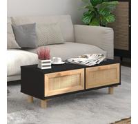 vidaXL Coffee Table Black 80x40x30 cm Engineered Wood&Solid Wood Pine