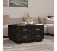 vidaXL Coffee Table Black 80x80x45 cm Solid Wood Pine UK NEW