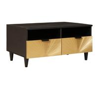 vidaXL Coffee Table Black and Gold 80 x 54 x 40 cm Solid mango wood