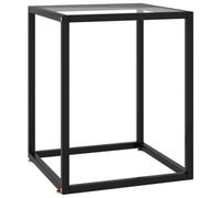 Tea Table Black with Tempered Glass 40x40x50 cm
