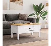 vidaXL Coffee Table BODO White and Brown 100x55x45 cm Solid Wood Pine