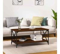 vidaXL Coffee Table Brown Oak 100x50x45 cm Engineered Wood and Iron UK HOT