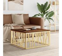 vidaXL Coffee Table Gold Stainless Steel and Solid Wood Reclaimed