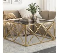 vidaXL Coffee Table Gold Stainless Steel and Tempered Glass