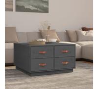 vidaXL Coffee Table Grey 80x80x45 cm Solid Wood Pine