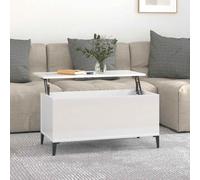 Vidaxl Coffee Table High Gloss White 90X44.5X45 Cm Engineered Wood, White