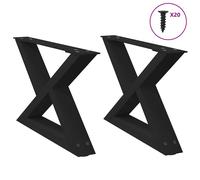 vidaXL Coffee Table Legs 2 pcs Black 50x(30-31.3) cm Steel