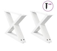 vidaXL Coffee Table Legs 2 pcs White 50x(30-31.3) cm Steel