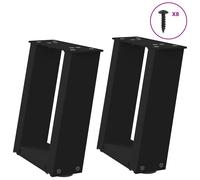 vidaXL Coffee Table Legs U-Shaped 2 pcs Black 30x(30-31) cm Steel