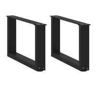 vidaXL Coffee Table Legs U-Shaped 2 pcs Black 50x(30-31) cm Steel