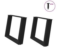 vidaXL Coffee Table Legs U-Shaped 2 pcs Black 60x(42-43) cm Steel