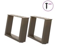 vidaXL Coffee Table Legs U-Shaped 2 pcs Natural Steel 50x(30-31) cm Steel