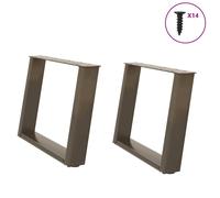 vidaXL Coffee Table Legs U-Shaped 2 pcs Natural Steel 70x(42-43) cm Steel