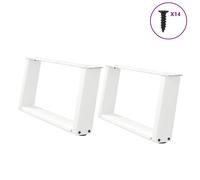 vidaXL Coffee Table Legs U-Shaped 2 pcs White 70x(30-31) cm Steel