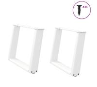 vidaXL Coffee Table Legs U-Shaped 2 pcs White 70x(42-43) cm Steel