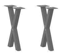 vidaXL Coffee Table Legs X-Shaped 2 pcs Black 38x(42-43) cm Steel