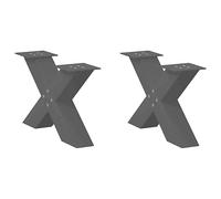 vidaXL Coffee Table Legs X-Shaped 2 pcs Black 60x(30-31) cm Steel