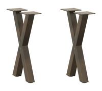 vidaXL Coffee Table Legs X-Shaped 2 pcs Natural Steel 38x(42-43) cm Steel