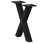 vidaXL Coffee Table Legs X-Shaped, Black Steel, 40x(30-31) cm, Adjustable Foot Levelers for Living Room/Dining Room, Easy Assembly with Included Screws