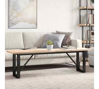 vidaXL Coffee Table O-Frame 160x40x45.5 cm Solid Wood Pine and Steel UK