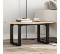 Coffee Table Solid Pine Top O-Frame Powder-Coated Steel 80x50x40.5 cm. Natural