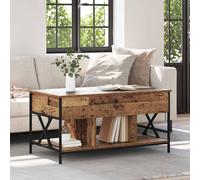 Coffee Table Old Wood 100x55x49.5cm Engineered Wood Metal Legs 3 Shelves Storage